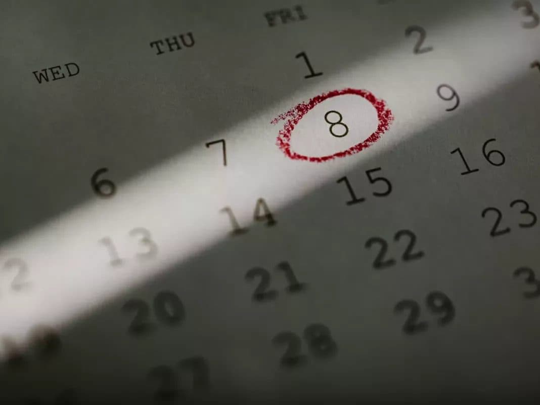 Wall calendar, one date circled
